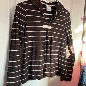 Vintage Lacoste brown striped long sleeve shirt
